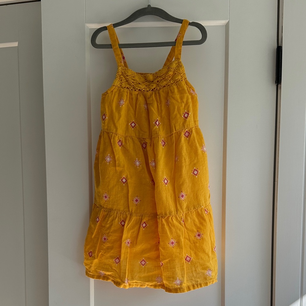 Yellow sleeveless Embroidered Kids Dress